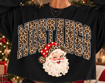 Mustangs Christmas PNG, Santa Mustangs Mascot PNG, Leopard Mustangs PNG, Varsity School Spirit Shirt Design, Holiday Sublimation Png