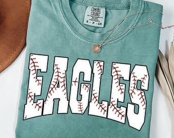 Aigles de baseball PNG, conception de chemise d'équipe de baseball, sublimation PNG de mascotte d'aigles universitaires, chemise de jour de match d'esprit d'école