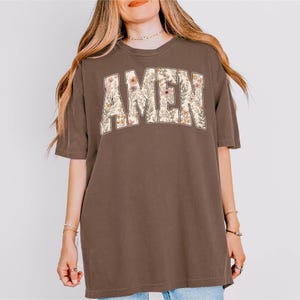 Amen PNG Floral Wildflower Christian Shirt Design, Faith Based Gift, Floral Amen PNG, Religious Sublimation Design image 2