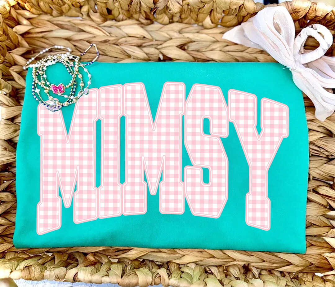 Mimsy Wash Mimsy PNG, Pink Gingham Mimsy Shirt Design, Coquette Varsity Mimsy ...