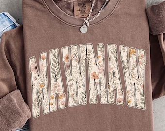 MawMaw PNG, Floral Wildflower MawMaw Shirt Design, Boho Varsity Grandma Graphic, Mothers Day MawMaw Gift, Sublimation File, Instant Download