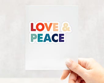Love and Peace Sticker | Colorful Inspirational Decal | Retro Sticker | Gift for Teacher Student Friend