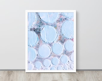 Hope Wall Art Print | Inspirational Mixed Media Art | Abstract Blue Decor | Encouragement Gift | Modern Motivational Artwork