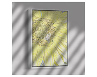 Sunflower Wall Art Canvas Print | Bee Floral Decor | Framed Botanical Artwork | Yellow Flower Home Decor