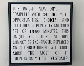 This Bright New Day Framed Canvas Wall Art | Inspirational Typography Print | Positive Mindset Decor | Motivational Quote Canvas