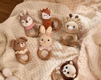 Personalized Baby Rattle – Handmade Newborn Toy, Custom Name Teether Rattle, Baby Shower Gift for Boys & Girls