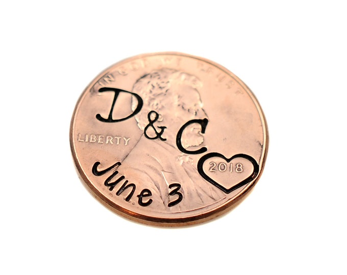 Lucky Wedding Penny Hand Stamped Penny Handstamped Gift Personalized ...