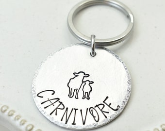 Carnivore - Carnivore Keychain - Keto Diet Gift - Meat Eater - Handstamped Keychain - Butcher Gift - Carnivore Gifts - Eat Meat - Rancher