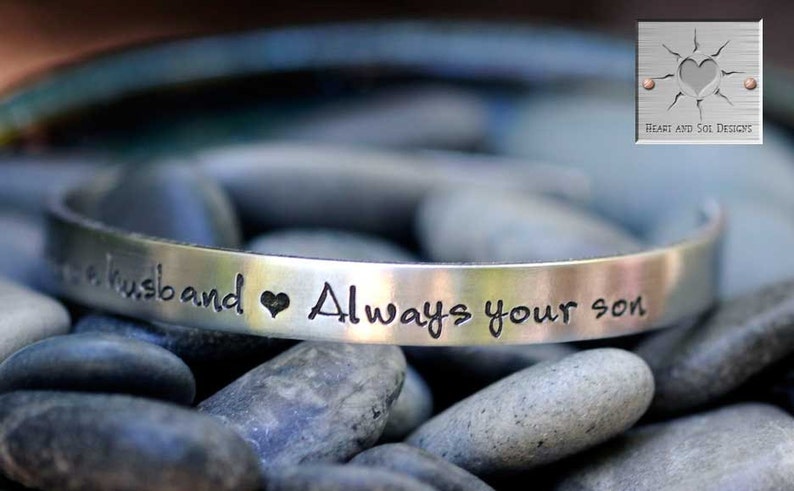 Today a Groom Tomorrow a Husband Always Your Son Mother of the Groom Personalized Hand Stamped Bracelet image 4