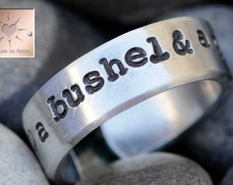 A Bushel and A Peck - Made to Order - Personalized Hand Stamped Custom Adjustable Ring