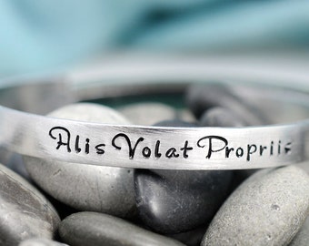 Alis Volat Propriis Bracelet - She Flies With Her Own Wings - Personalized Bracelet - Made to Order - Gift for Her - Inspiration Jewelry