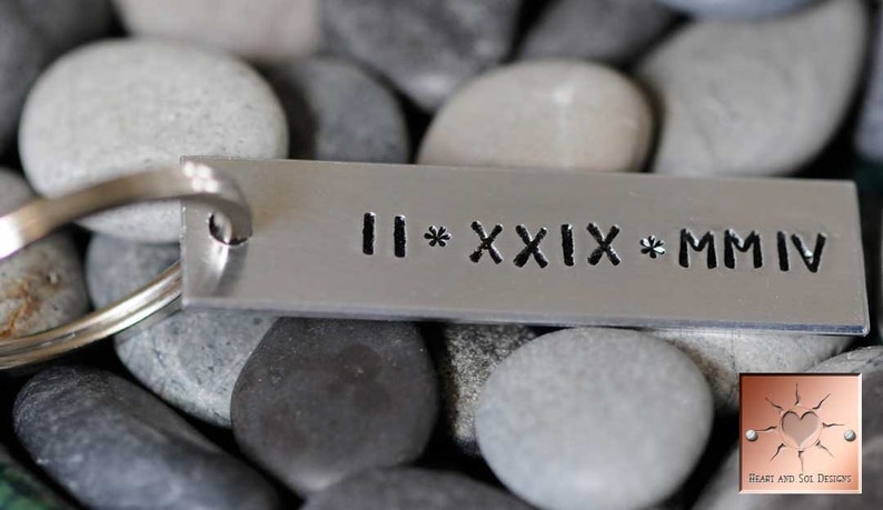 Roman Numeral Keychain Custom Personalized Key Chain image 1