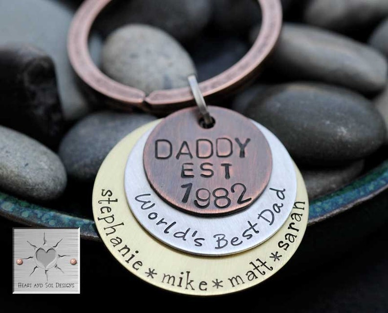 Handstamped Keychain New Dad Gift Custom Keychain for Dad Etsy