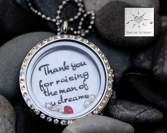 Thank You For Raising The Man of My Dreams Necklace - Floating Locket - Mother in Law Gift - Mother of the Groom - Mother's Day Gift