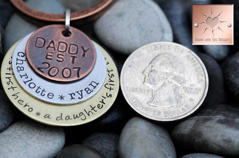 Handstamped Keychain New Dad Gift Custom Keychain for Dad Etsy