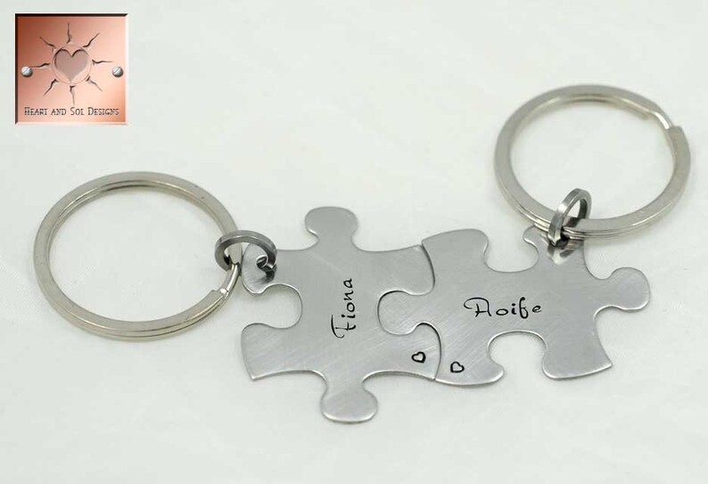 Personalized Puzzle Piece Keychain Gift Set Wedding Puzzle Set of Puzzle Piece Keychains Bridesmaid Gifts BFF Gift Wedding Party image 3