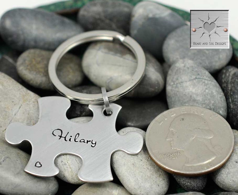 Personalized Puzzle Piece Keychain Gift Set Wedding Puzzle Set of Puzzle Piece Keychains Bridesmaid Gifts BFF Gift Wedding Party image 4