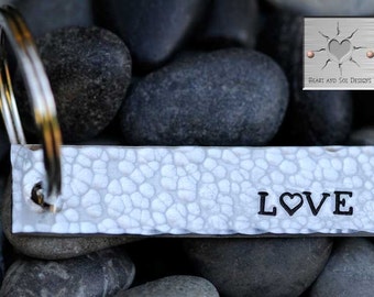 Custom Hand Stamped Keychain - Personalized Keychain - Wedding Gift - Anniversary Key Chain - LOVE - Valentine's Day Gift