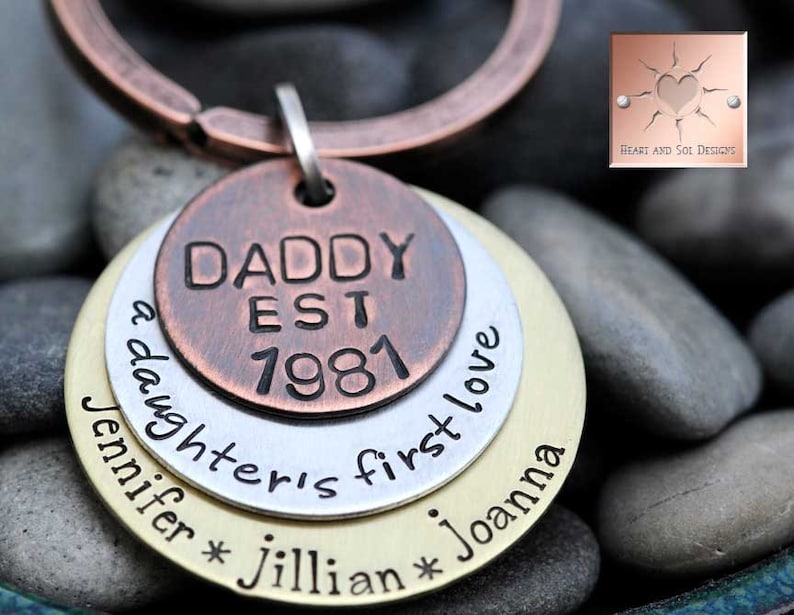 Custom Mixed Metal Keychain for Dad Any Man Can Be A Father Daddy Key Chain A Son's First Hero Gift for Dad Bild 3