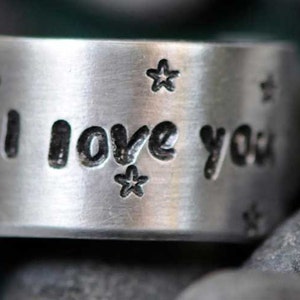 I Love You To The Moon Made to Order Personalized Hand Stamped Custom Adjustable Ring image 1