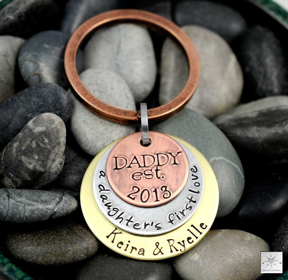 Handstamped Keychain New Dad Gift Custom Keychain for Dad Etsy