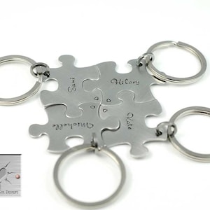 Personalized Puzzle Piece Keychain Gift Set Wedding Puzzle Set of Puzzle Piece Keychains Bridesmaid Gifts BFF Gift Wedding Party image 1