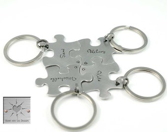 Personalized Puzzle Piece Keychain Gift Set - Wedding Puzzle - Set of Puzzle Piece Keychains - Bridesmaid Gifts - BFF Gift - Wedding Party