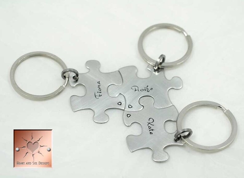 Personalized Puzzle Piece Keychain Gift Set Wedding Puzzle Set of Puzzle Piece Keychains Bridesmaid Gifts BFF Gift Wedding Party image 2