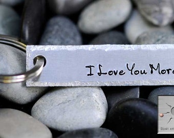 Hand Stamped Keychain - I Love You More Key Chain - Valentine's Day Gift -Personalized - Custom - Made To Order