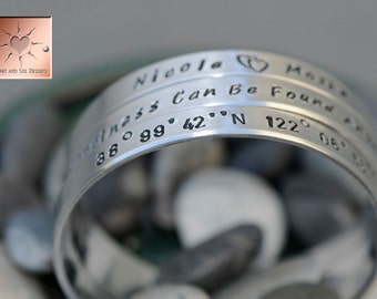 Personalized Hand Stamped Custom Aluminum Bangle Cuffs - Set of Three - Gift for Mom