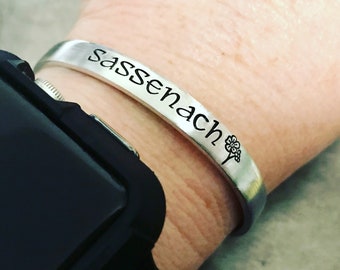 Sassenach Bracelet - Outlander Fan - Customized Bracelet - Personalized Jewelry - Skinny Cuff - Stackable Bracelet