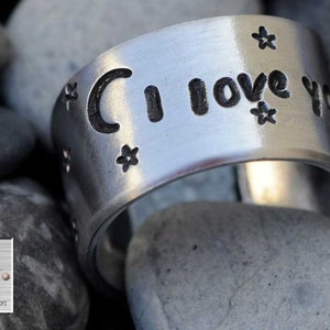 I Love You To The Moon Made to Order Personalized Hand Stamped Custom Adjustable Ring image 2