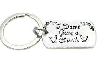 Chicken Keychain - I Don't Give a Cluck - Chicken Lover - Chicken Lady Gift - Funny Keychain - Backyard Chickens - Gift for Her