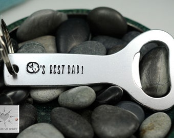 Personalized Bottle Opener - Hand Stamped Keychain - Worlds Best Dad - Custom Gift for Dad - Father's Day Gift