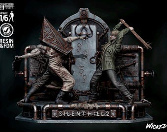 Silent Hill Diorama | Pyramid Head Resin Statue | 1/6-1/12 Scale, Hand-Painted Fan Art