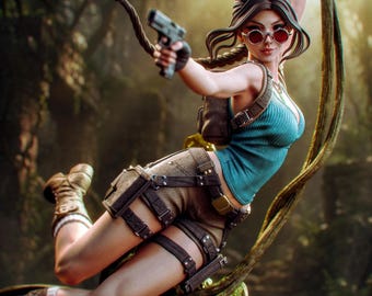 Lara Croft Resin Figurine | Hand-Painted Tomb Raider Fan Art