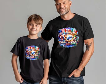 2026 World Cup Soccer Shirt, Matching Dad and Son Tees, USA Canada Mexico Football Fan Apparel, Vibrant DTF Graphic Tee, Sports Fan Gift