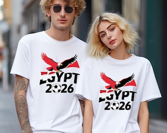 Egypt 2026 Soccer Shirt, Egyptian Football Fan Tee, Eagle of Saladin Top, Pharaohs Fan T-Shirt