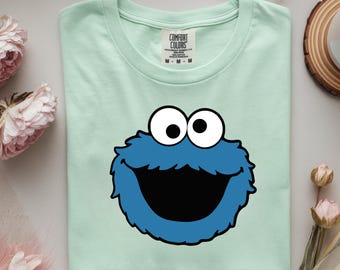 Comfort Colors Cookie Monster Shirt, Funny Monster Tee, Cute Cartoon T-Shirt, Theme Party Top, Nostalgic Graphic Tee