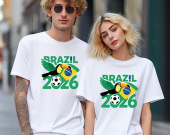 Brazil 2026  Soccer Shirt, Toucan Brazilian Football Fan Tee, Match Day Apparel, Jogo Bonito T-Shirt
