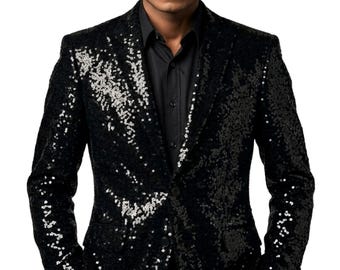 Billie Jean Sequin Jacket Michael Jackson Black Sparkle Concert Costume MJ Cosplay Jacket