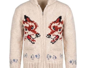 Project Hail Mary Fox Cardigan, Hand Knit Wool Zip Up Sweater, Nordic Style Knit