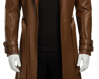Trench long en cuir marron Gambit X-97 - Veste de cosplay X-Men Costume d'Halloween pardessus de super-héros