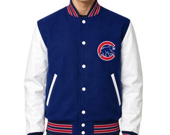 Chicago Cubs Royal Blue Varsity Bomber Jacket – 90s Baseball Letterman Style