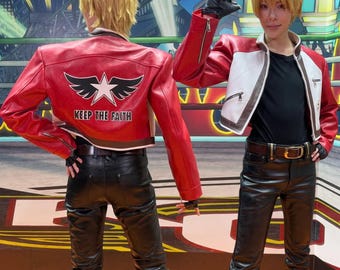 Rock Howard inspired Retro Jacket | KOF Fighter Cosplay Leather Jacket for Men | Keep The Faith