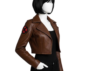 Rogue Jacket X-Men ’97 Cosplay Costume – Women Cropped Brown Leather X-Women handmade Jacket