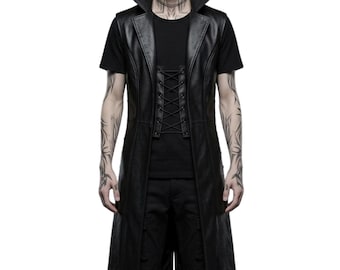 DMC 5 V Long Leather Vest Devil May Cry Cosplay Gothic Lace Up Coat