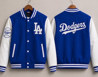 LA Dodgers Varsity Jacket: Blue White Baseball Bomber Streetwear