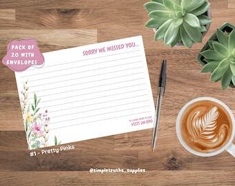 JW 'Sorry We Missed You' Cards | 8 Design, Pack of 20 with envelopes