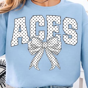 PNG de Ases, PNG de Mascota de Ases con Lunares, Diseño de Camiseta de Espíritu Escolar con Lazo, Espíritu de Equipo, PNG de Sublimación Deportiva para el Día del Partido